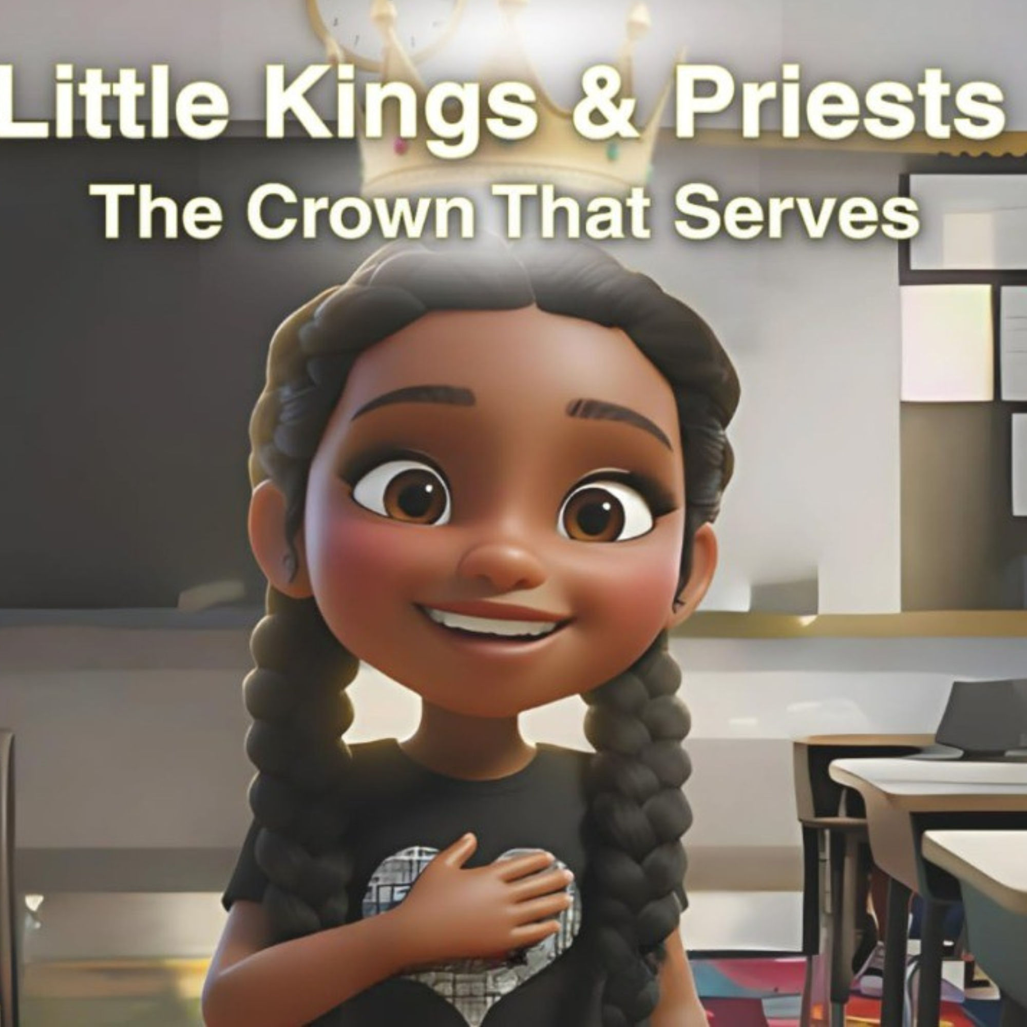 The Crown That Serves book cover — a smiling girl wearing a golden crown, hand on her heart